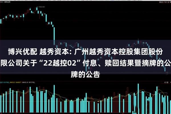 博兴优配 越秀资本: 广州越秀资本控股集团股份有限公司关于“22越控02”付息、赎回结果暨摘牌的公告